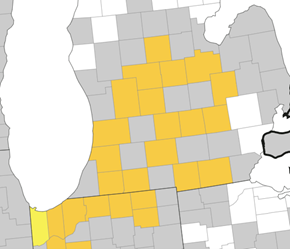 Confirmed tar spot locations